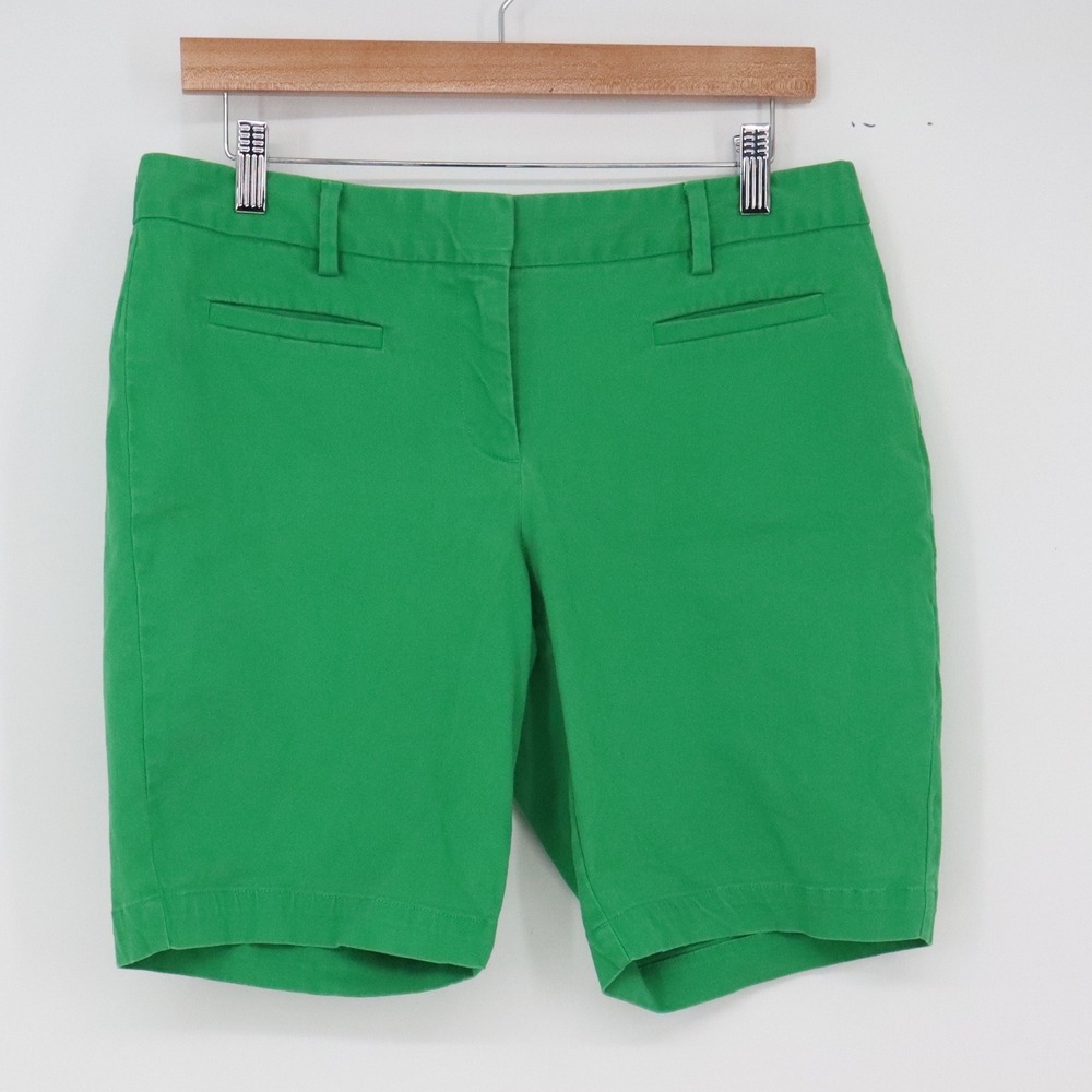 Lands End Shorts Womens 6P Mid Rise Green Chino Stretch Excellent